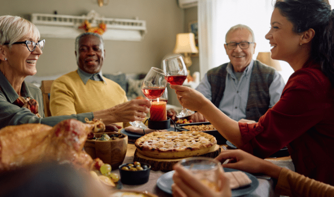 Family around the table celebrating