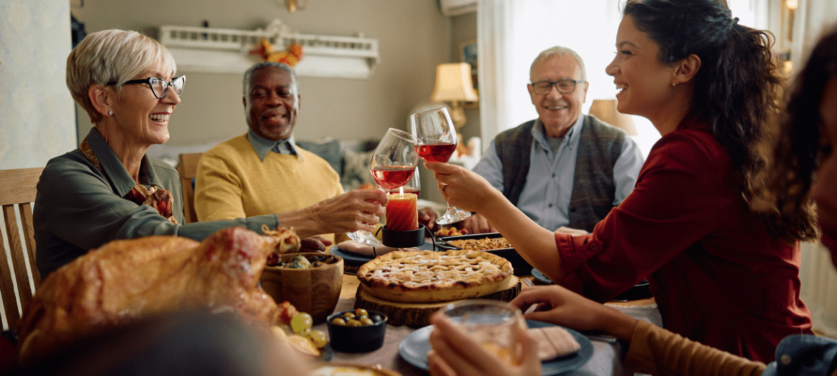 Family around the table celebrating