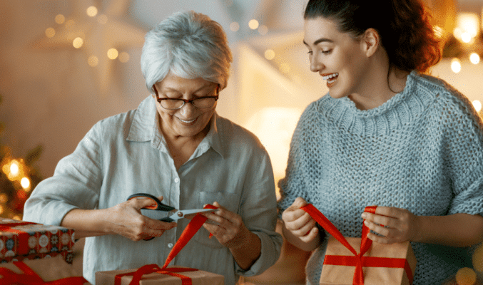 Mother and daughter at Christmas