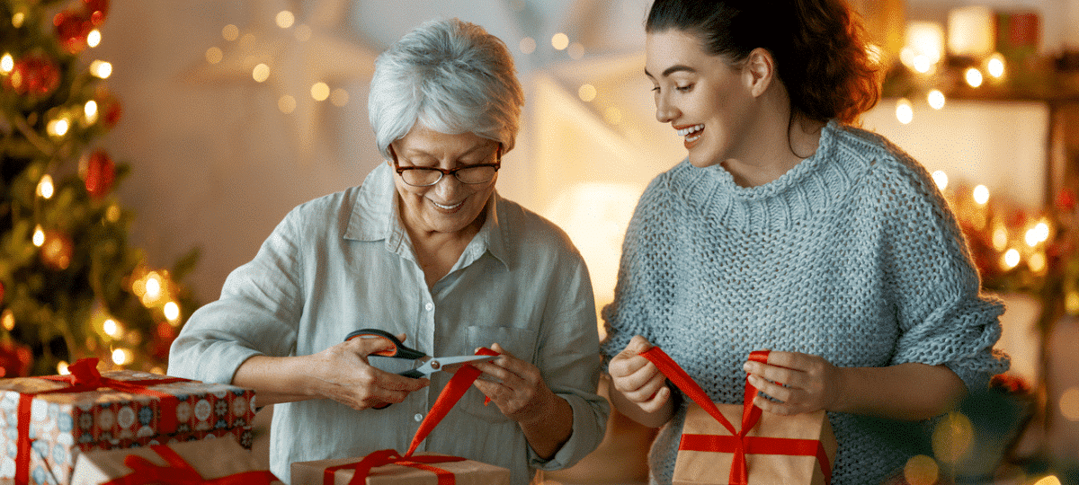 Mother and daughter at Christmas