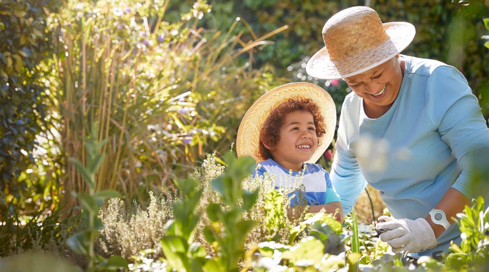 Grandmother and Grandchild in Garden